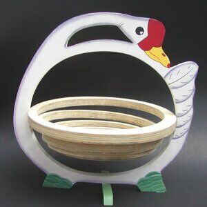 Decorative Goose Collapsible Wood Spiral Basket – NOS